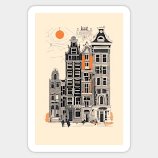 Amsterdam Holland Vintage Street Houses Travel Art Sticker